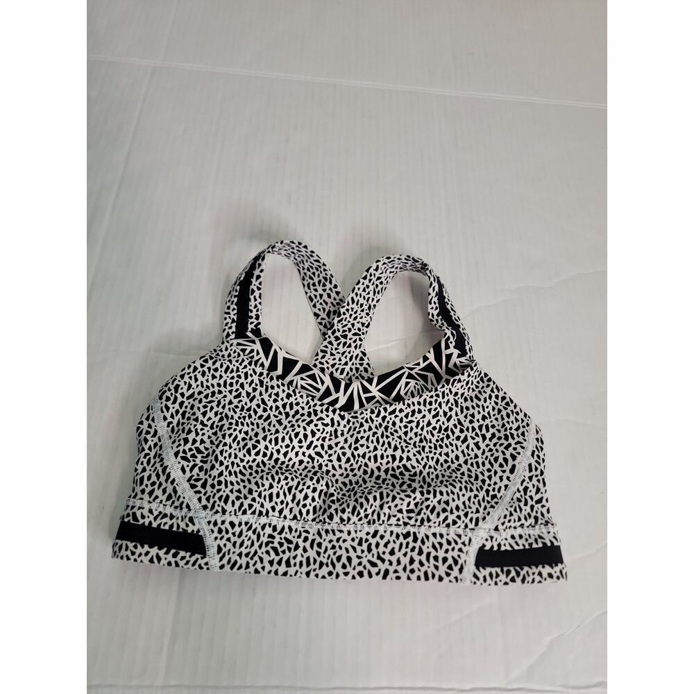 Lululemon Rack Pack Sport Bra Sz 6 Miss Mosaic Posey Black White - Picture 1 of 7
